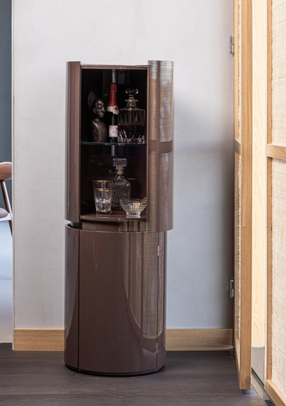 Sera Round Cabinet – Dark Brown FSC® Gloss MDF - Elara Maison