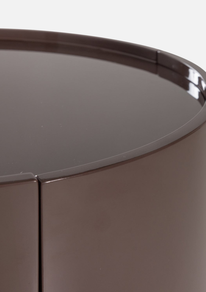 Sera Round Cabinet – Dark Brown FSC® Gloss MDF - Elara Maison