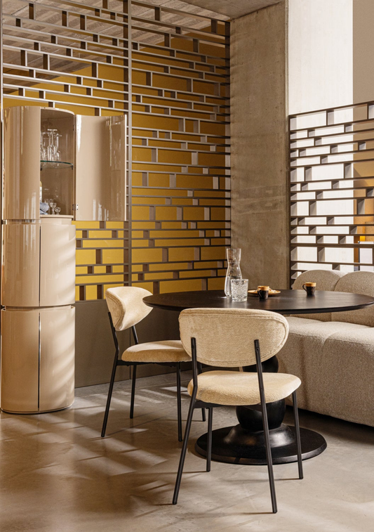 Sera Round Cabinet – Sand FSC® Gloss MDF - Elara Maison
