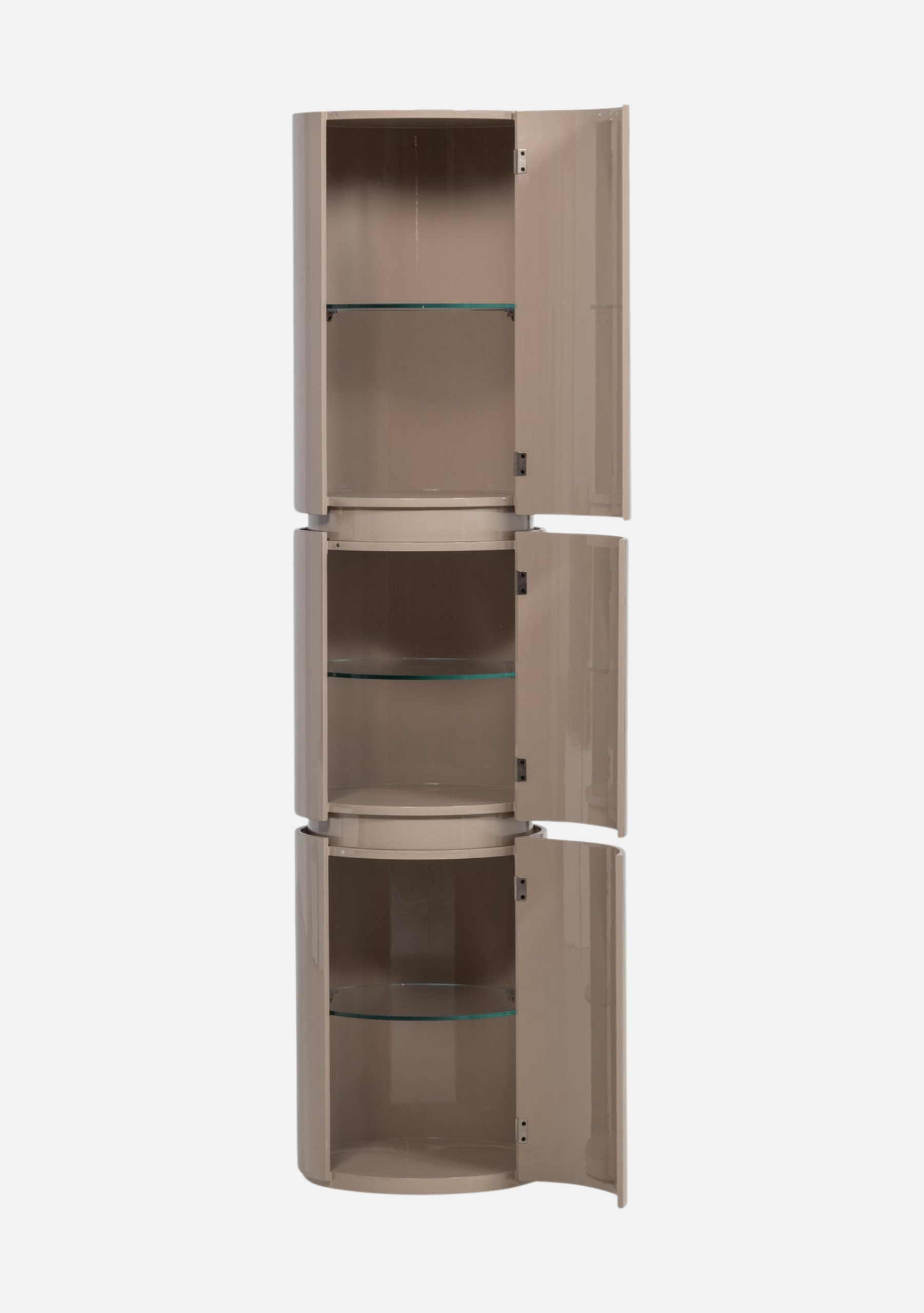 Sera Round Cabinet – Sand FSC® Gloss MDF - Elara Maison