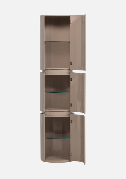 Sera Round Cabinet – Sand FSC® Gloss MDF - Elara Maison