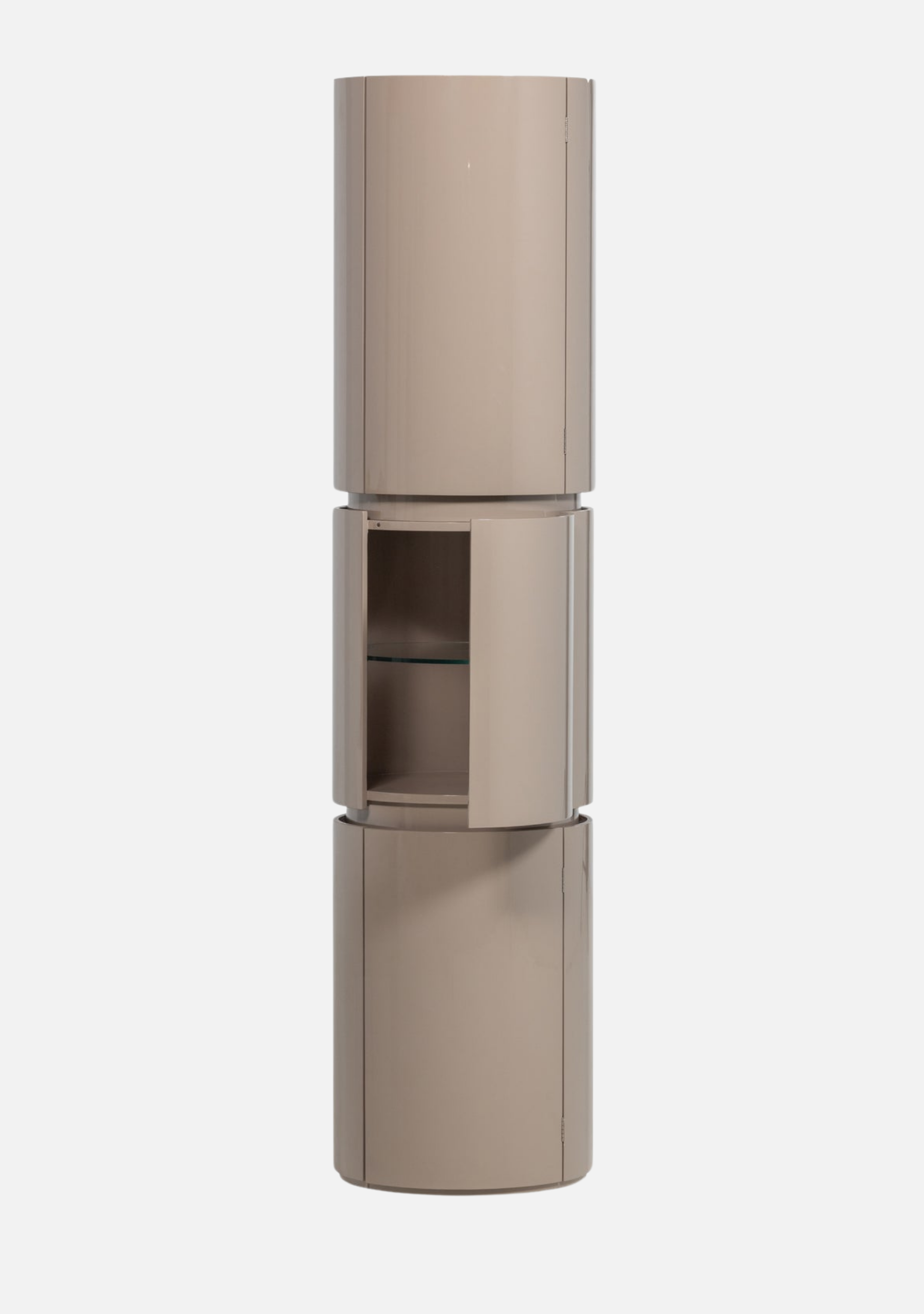 Sera Round Cabinet – Sand FSC® Gloss MDF - Elara Maison