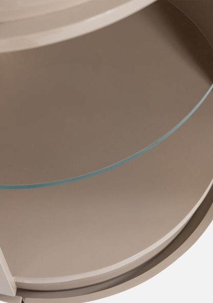 Sera Round Cabinet – Sand FSC® Gloss MDF - Elara Maison