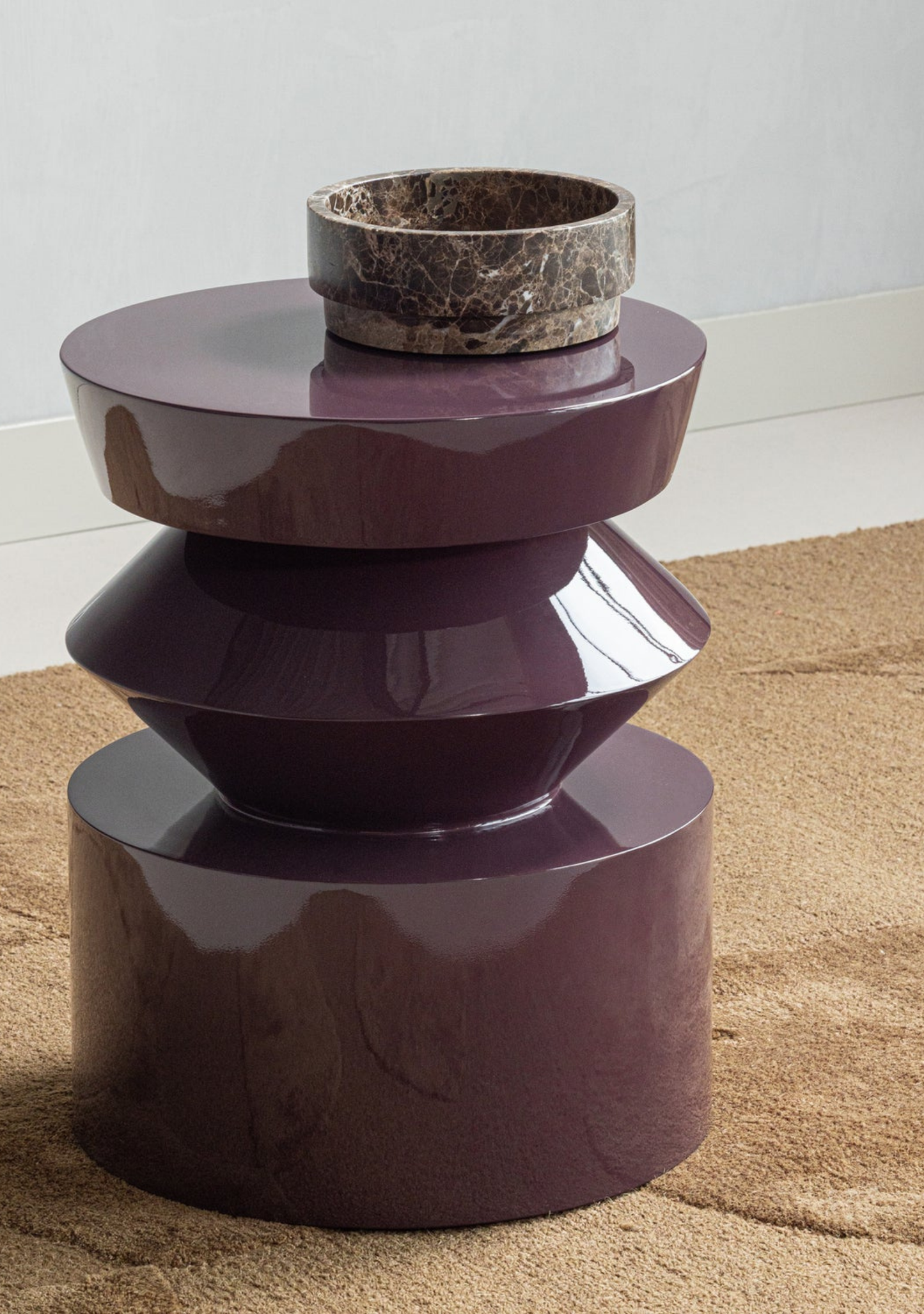 Auren Side Table – Purple/Brown FSC® Gloss MDF - Elara Maison