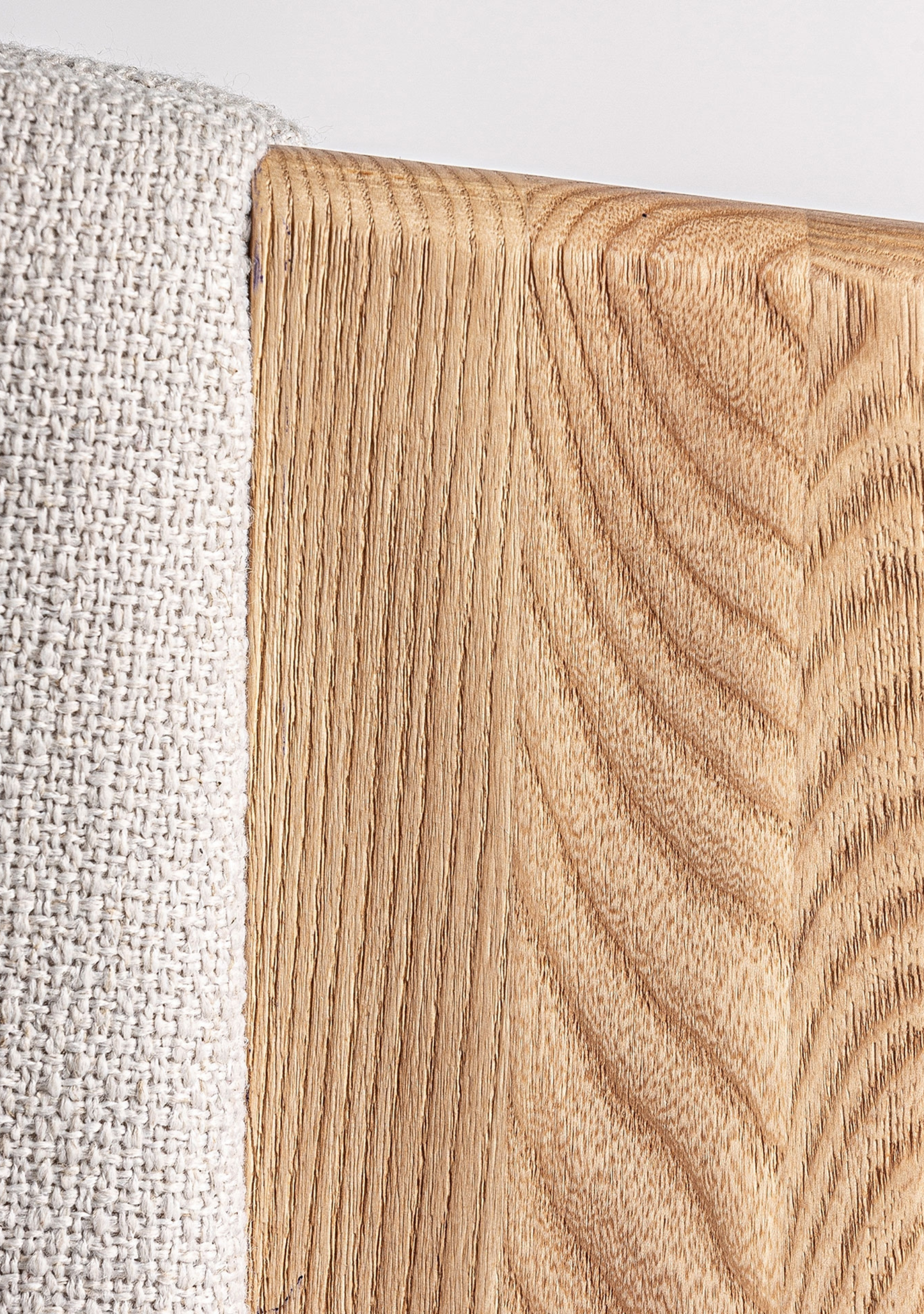 Nara Designer Lounge Armchair in Beige Chenille & Solid Oak
