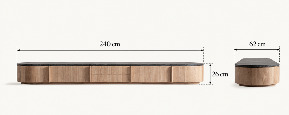 Nara Oak & Marble TV Stand