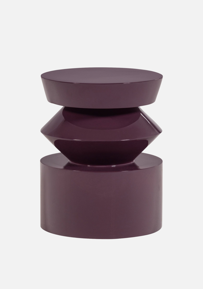 Auren Side Table – Purple/Brown FSC® Gloss MDF - Elara Maison