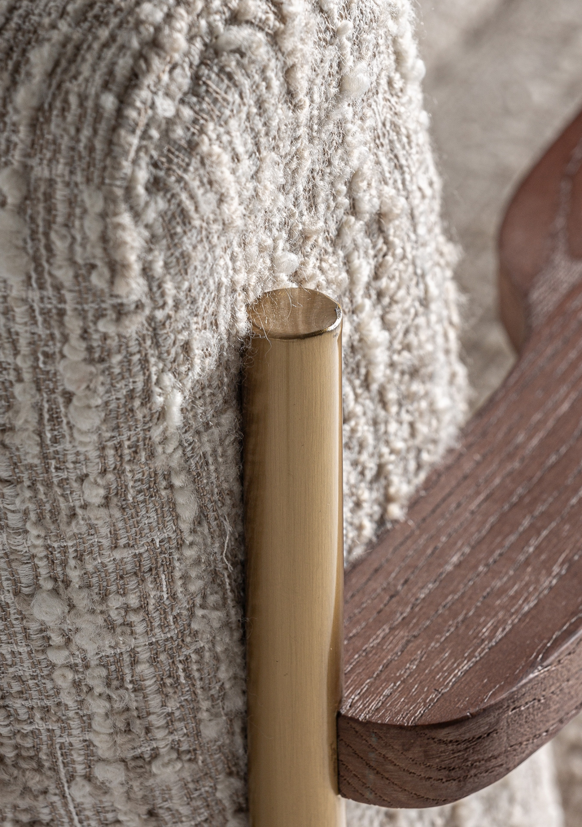 Habouey Luxury Lounge Armchair with Beige Textured Upholstery & Gold Accents - Elara Maison