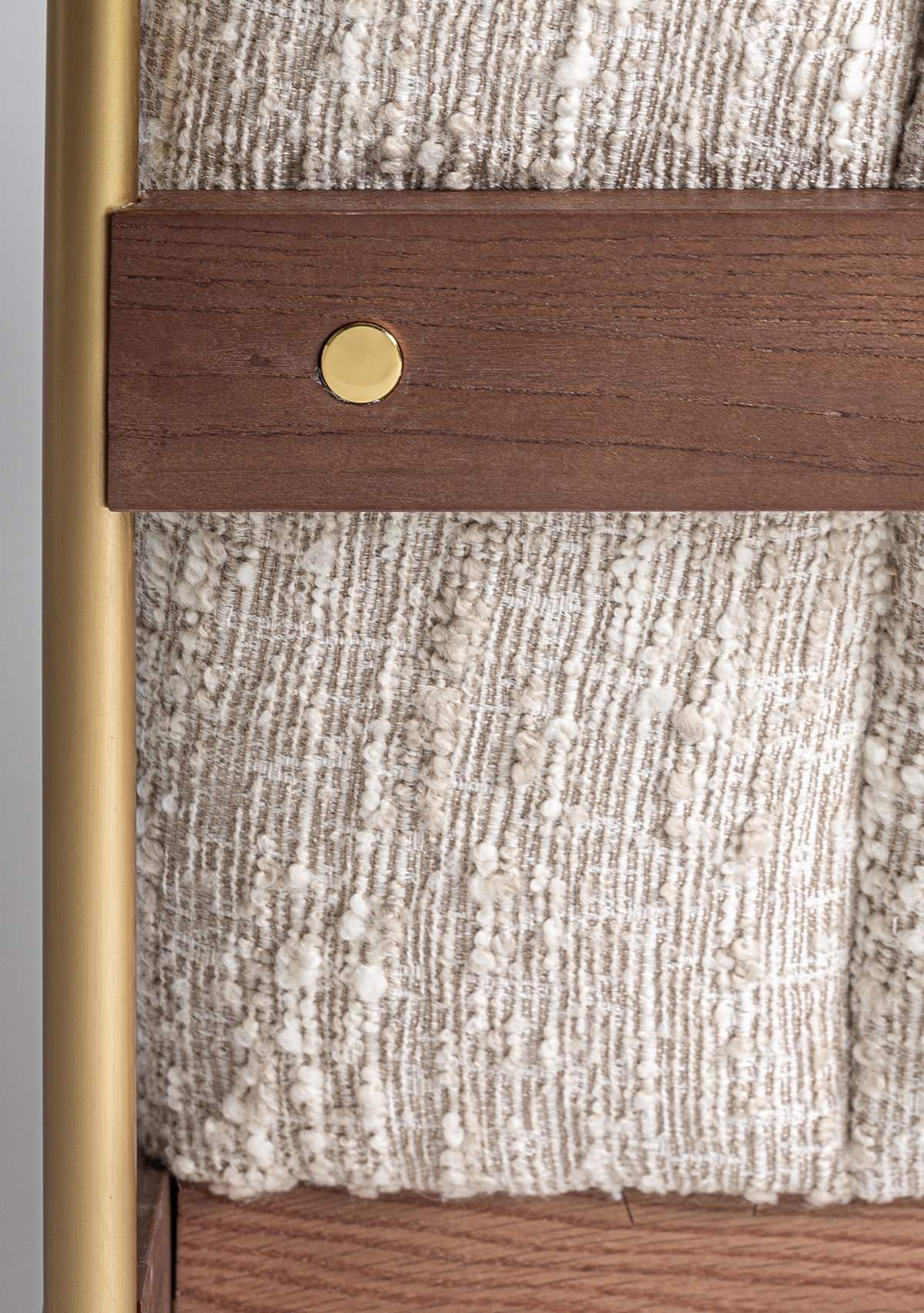 Habouey Luxury Lounge Armchair with Beige Textured Upholstery & Gold Accents - Elara Maison