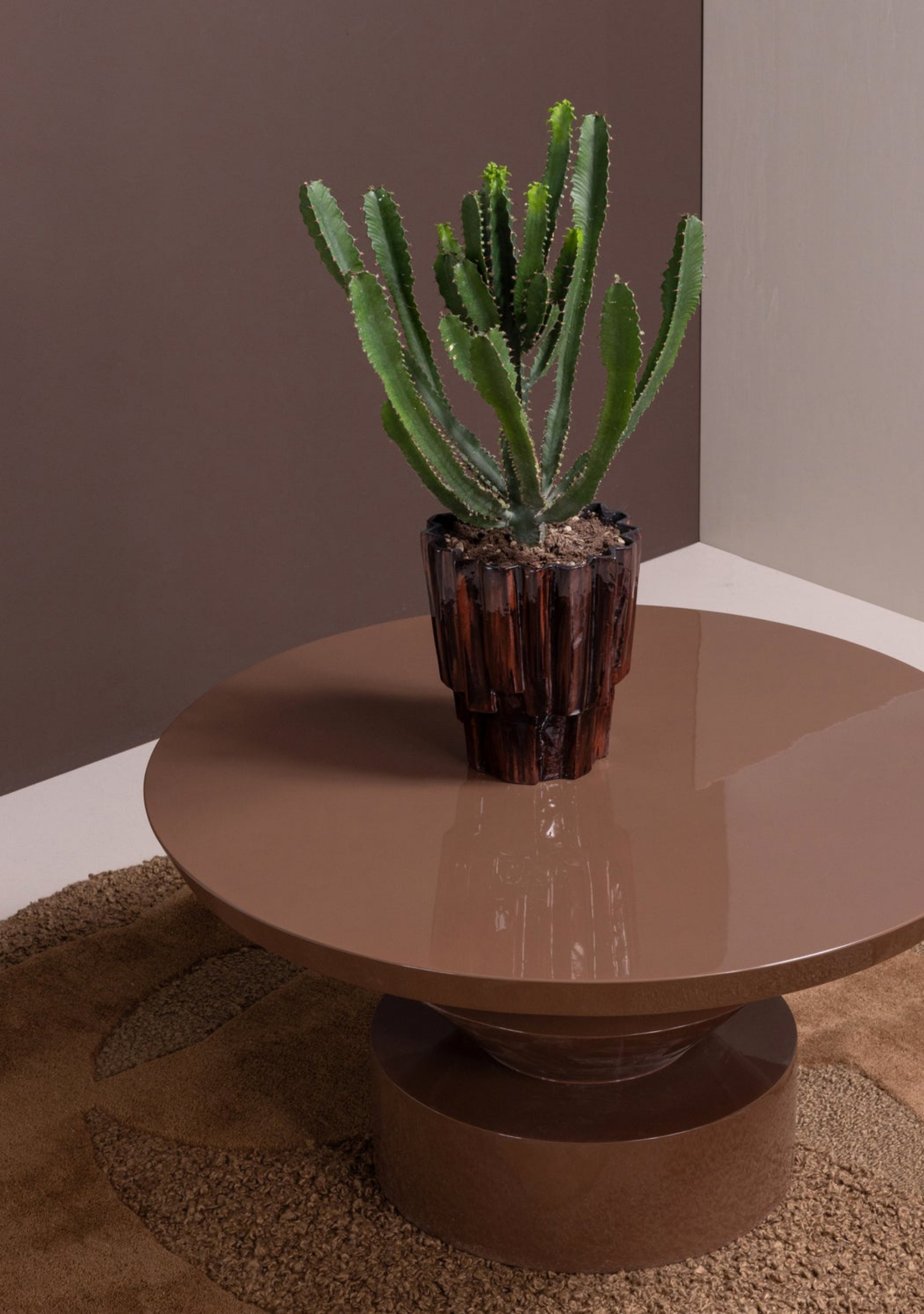 Auren Coffee Table – Brown Gloss MDF - Elara Maison