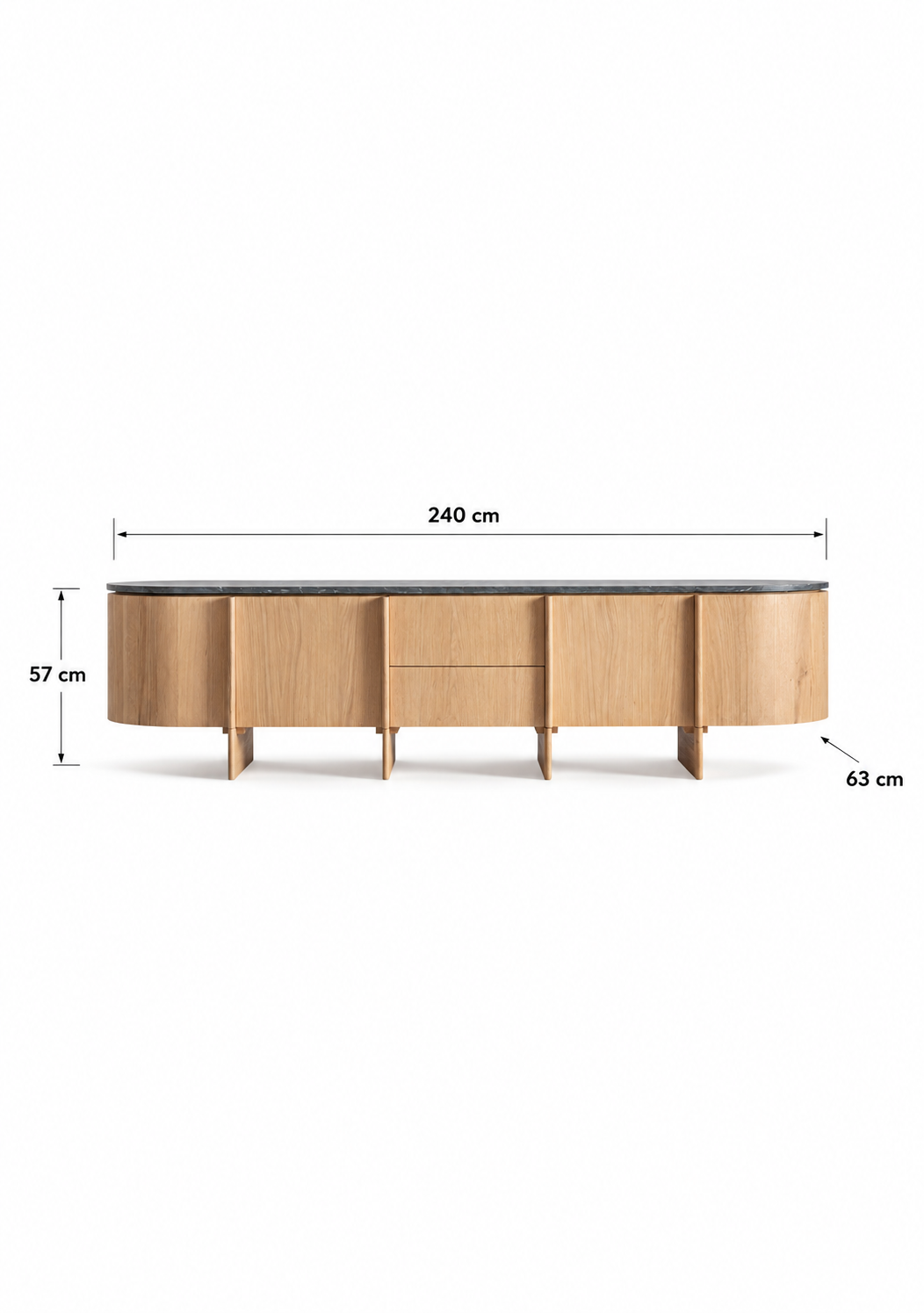 Nara Oak & Marble Sideboard - Elara Maison