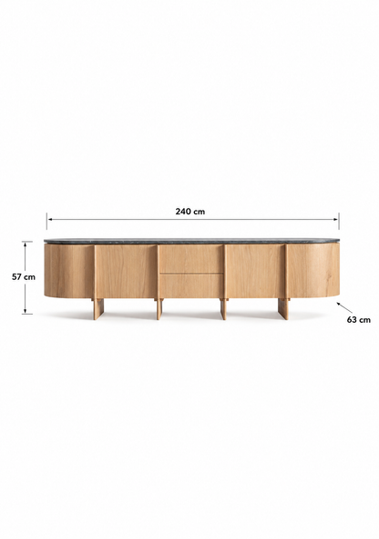 Nara Oak & Marble Sideboard - Elara Maison