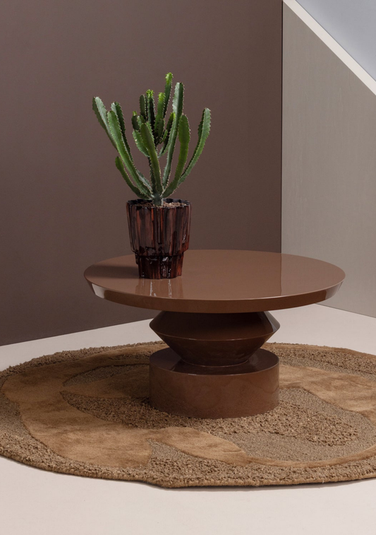 Auren Coffee Table – Brown Gloss MDF - Elara Maison