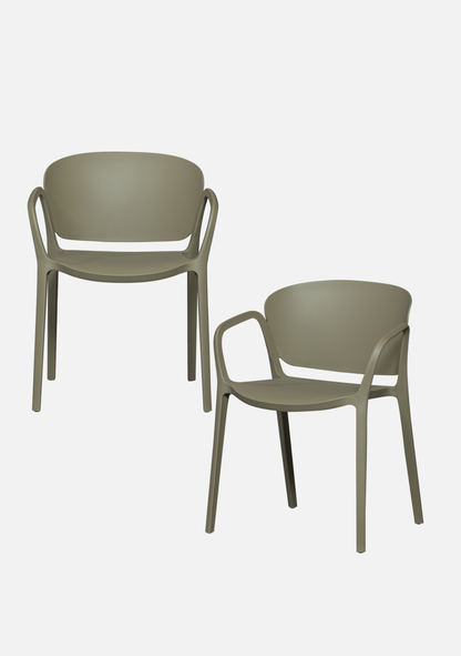 BENT GARDEN CHAIR PLASTIC GREEN Set - 2 - Elara Maison