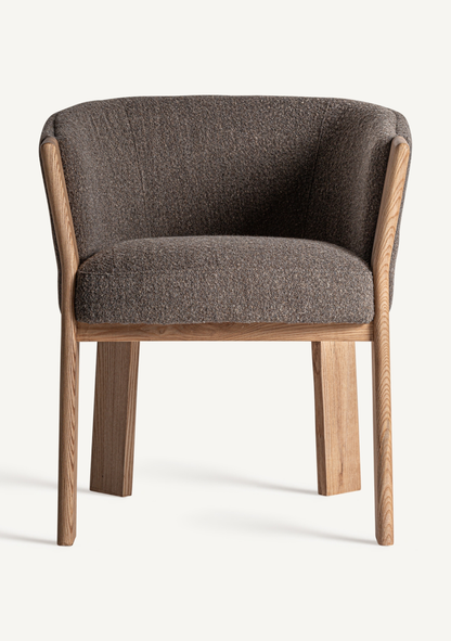 Nara Curved Upholstered Solid Oak Dining Chair