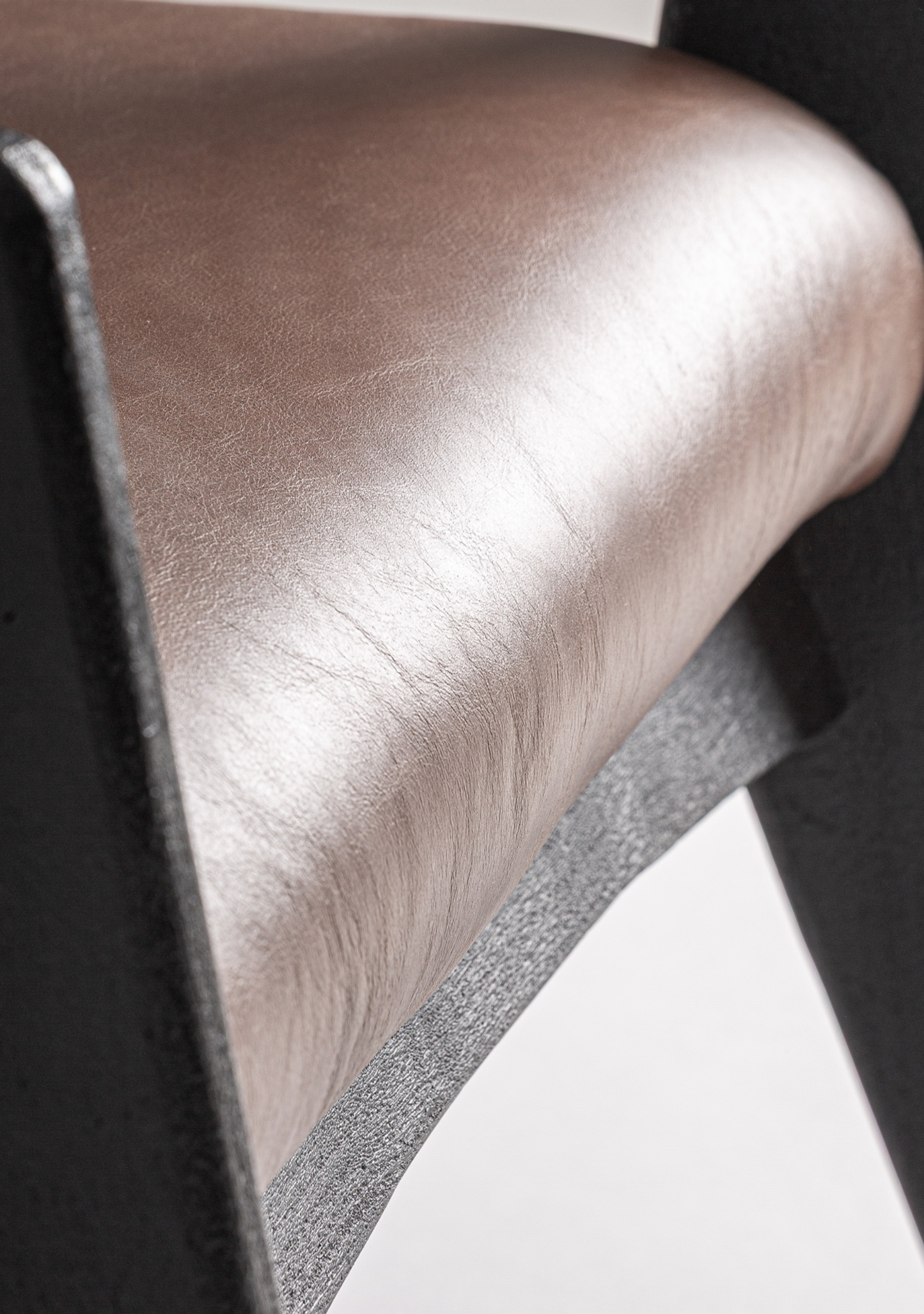 Beslon Designer Lounge Armchair in Black Acacia Wood & Brown Leather