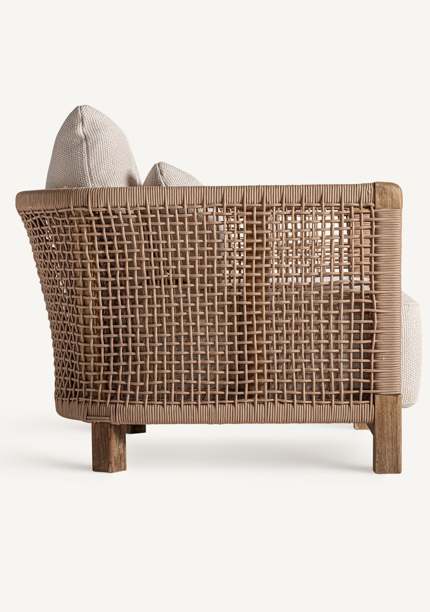 Trena Luxury Outdoor Lounge Armchair in Recycled Teak & Handwoven Rope