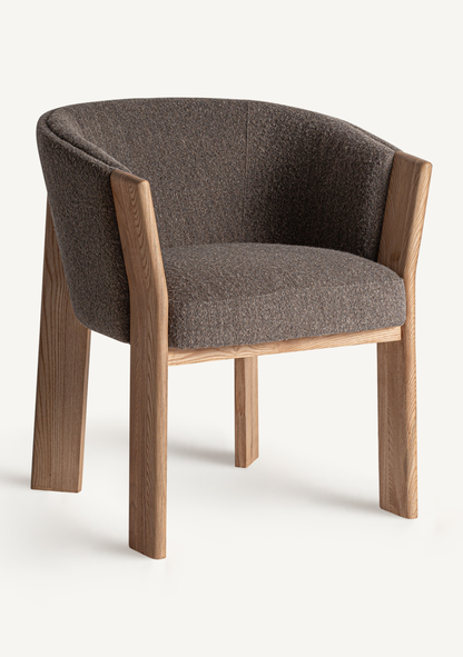 Nara Curved Upholstered Solid Oak Dining Chair