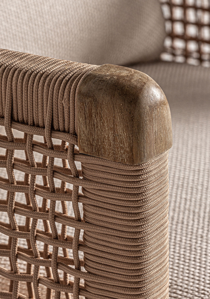 Trena Luxury Outdoor Lounge Armchair in Recycled Teak & Handwoven Rope
