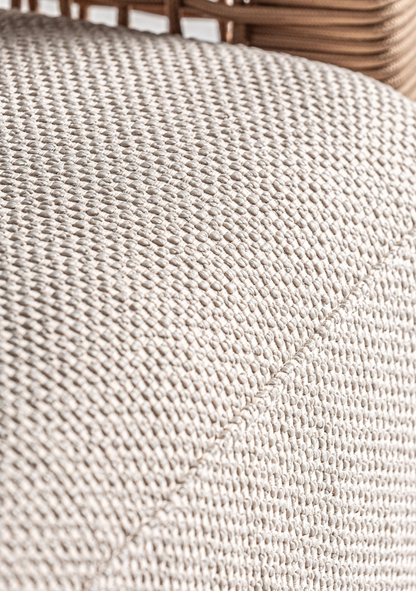 Trena Luxury Outdoor Lounge Armchair in Recycled Teak & Handwoven Rope