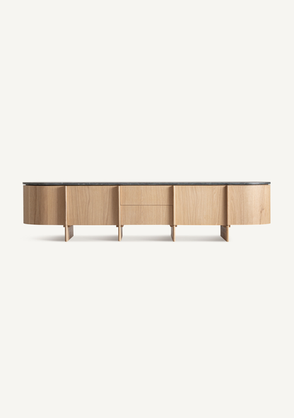 Nara Oak & Marble Sideboard - Elara Maison