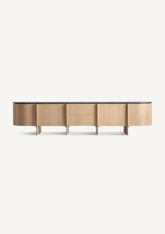 Nara Oak & Marble Sideboard - Elara Maison