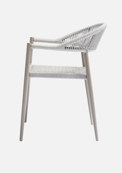 YELLOW GARDEN CHAIR ROPE/ALUMINIUM LIGHT GREY - SET OF 2 - Elara Maison