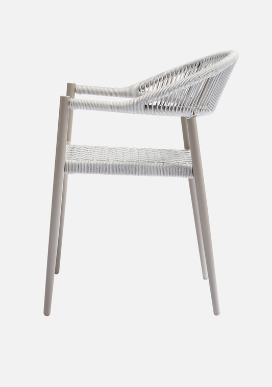 YELLOW GARDEN CHAIR ROPE/ALUMINIUM LIGHT GREY - SET OF 2 - Elara Maison