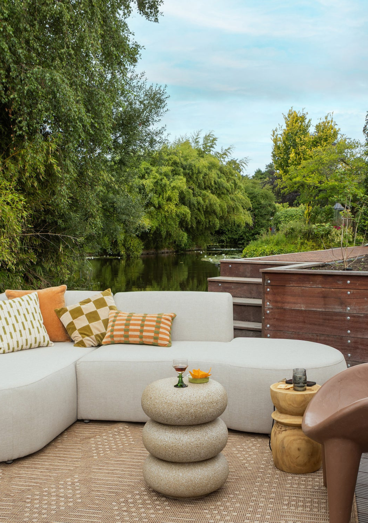 Chios Organic Outdoor Lounge – Left Configuration, Natural - Elara Maison