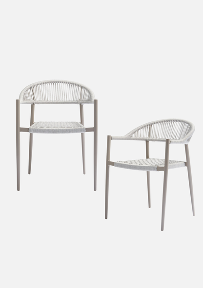 YELLOW GARDEN CHAIR ROPE/ALUMINIUM LIGHT GREY - SET OF 2 - Elara Maison