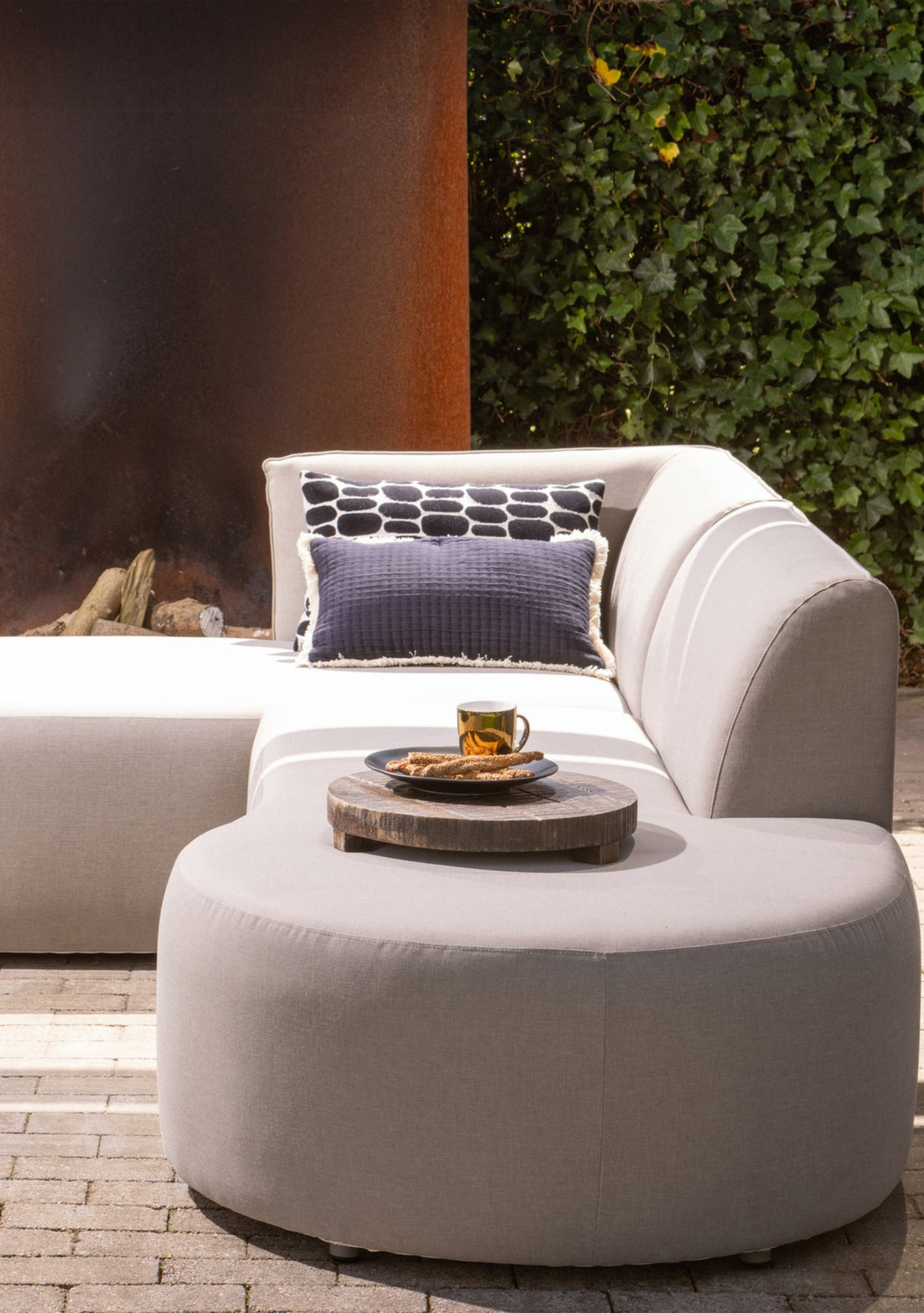 Chios Organic Outdoor Lounge – Left Configuration, Sand - Elara Maison