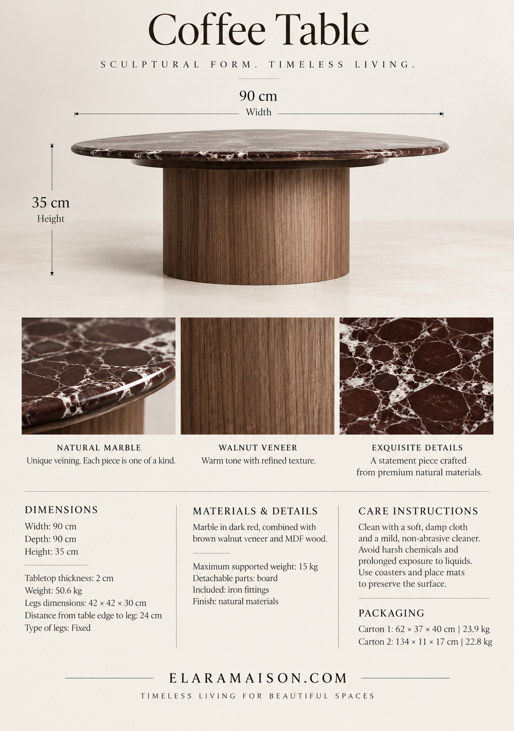 Gampel Coffee Table - Elara Maison