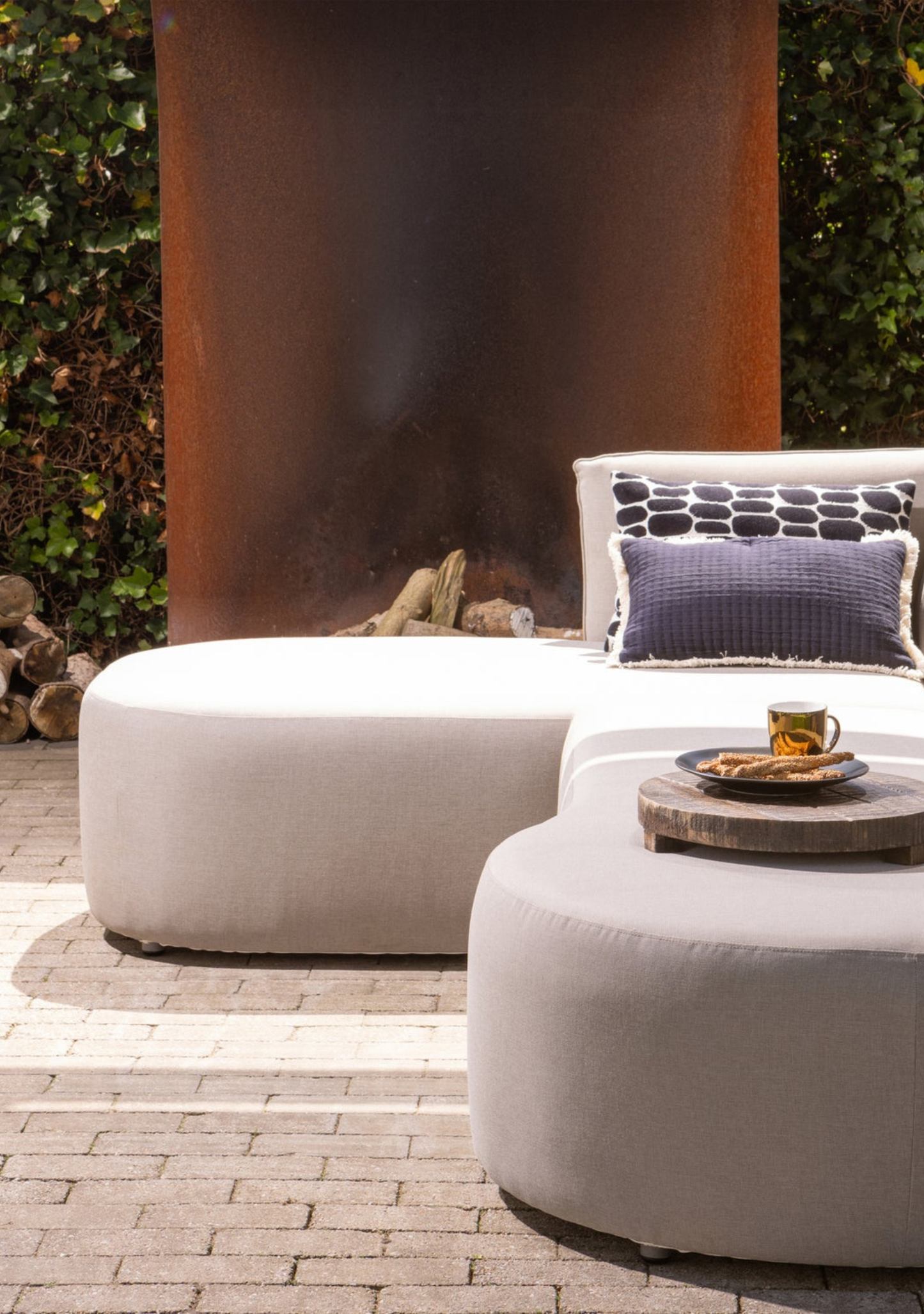 Chios Organic Outdoor Lounge – Left Configuration, Sand - Elara Maison