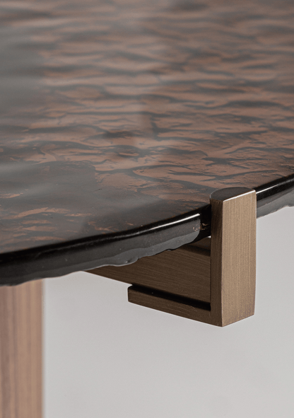 Giswil Contemporary Amber Glass Coffee Table