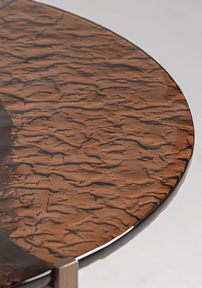 Giswil Contemporary Amber Glass Coffee Table