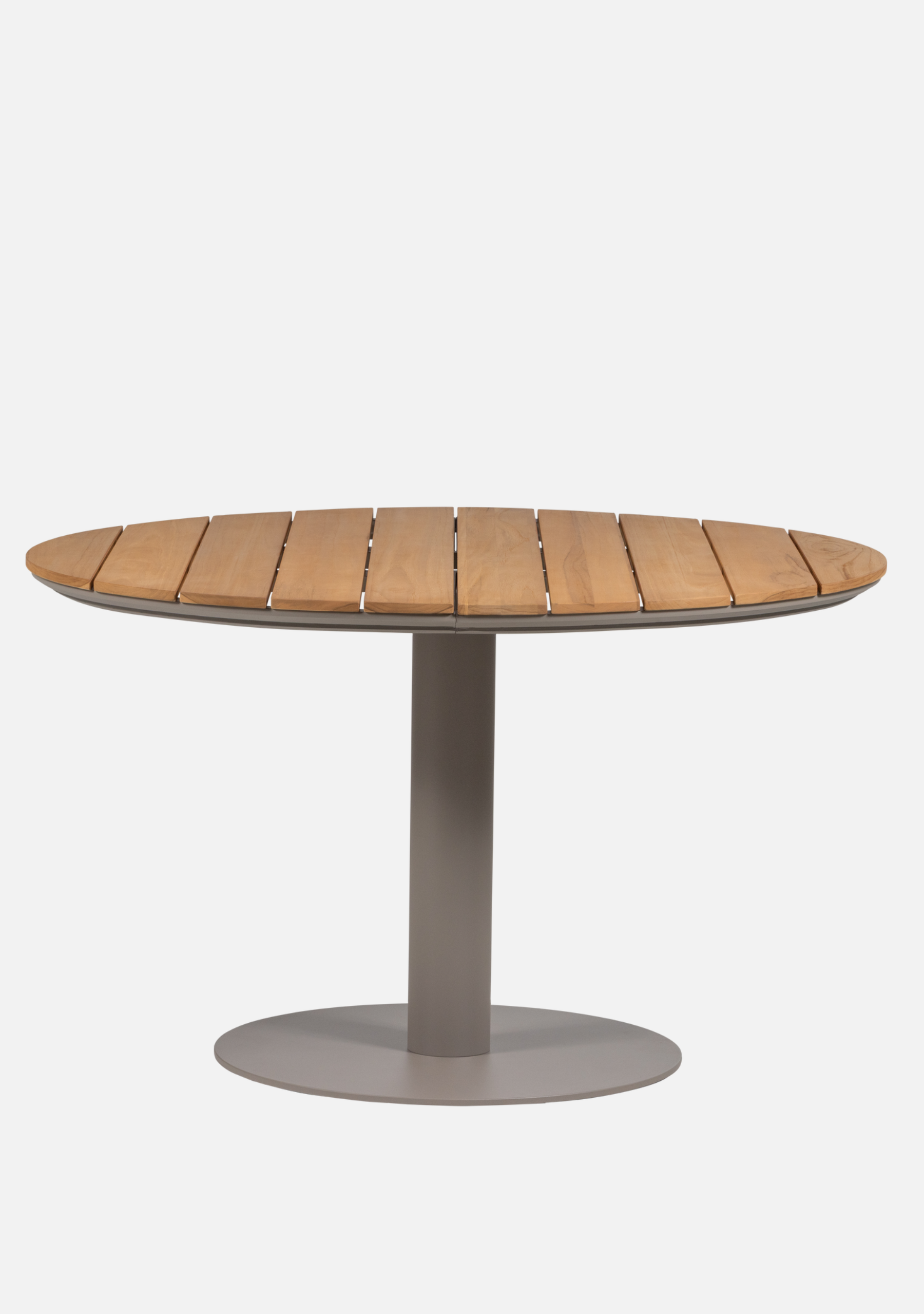 VELA GARDEN TABLE ROUND ALUMINUM/WOOD NATURAL/SAND [fsc] - Elara Maison