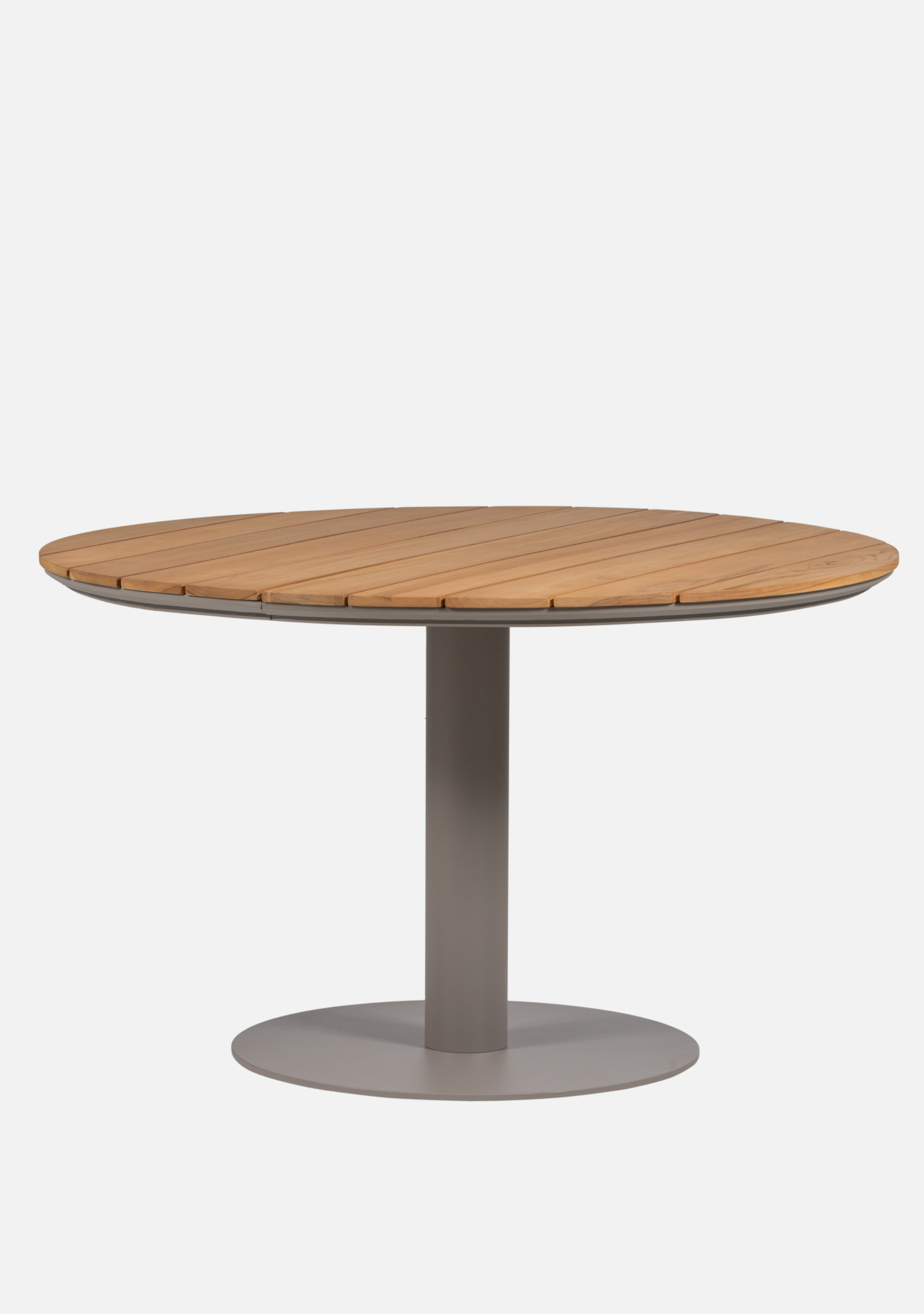 VELA GARDEN TABLE ROUND ALUMINUM/WOOD NATURAL/SAND [fsc] - Elara Maison