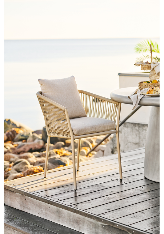 Salerno Outdoor Dining Chair – Set of 4 – Sand Aluminium - Elara Maison