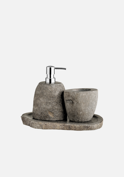 Gara Stone Bathroom Set – Natural - Elara Maison
