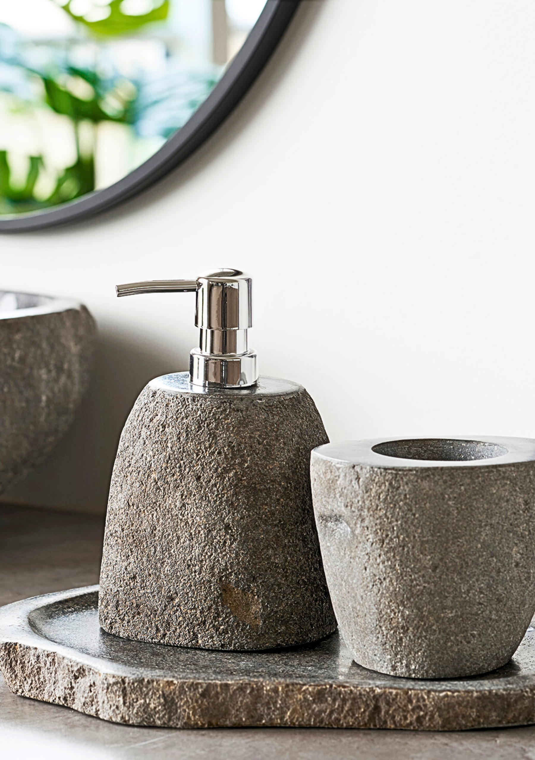 Gara Stone Bathroom Set – Natural - Elara Maison
