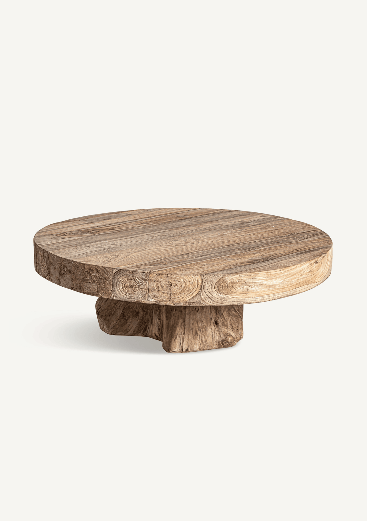 Nysted Reclaimed Teak Wood Round Coffee Table - Elara Maison
