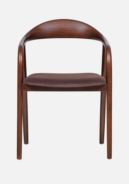 Bran Dining Chair – FSC® Beech Wood & Velvet, Brown Set of 2 - Elara Maison