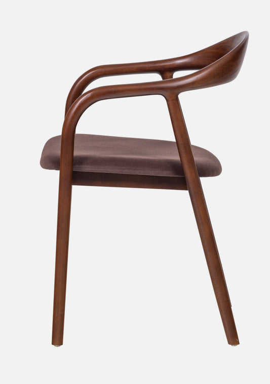 Bran Dining Chair – FSC® Beech Wood & Velvet, Brown Set of 2