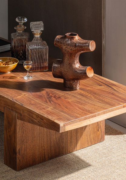 Eron Coffee Table – Solid Acacia Wood Brown - Elara Maison