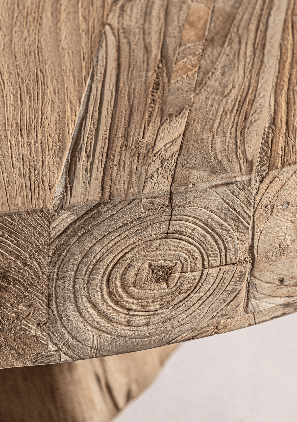 Nysted Reclaimed Teak Wood Round Coffee Table - Elara Maison