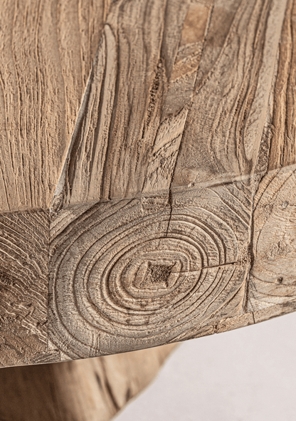Nysted Reclaimed Teak Wood Round Coffee Table - Elara Maison