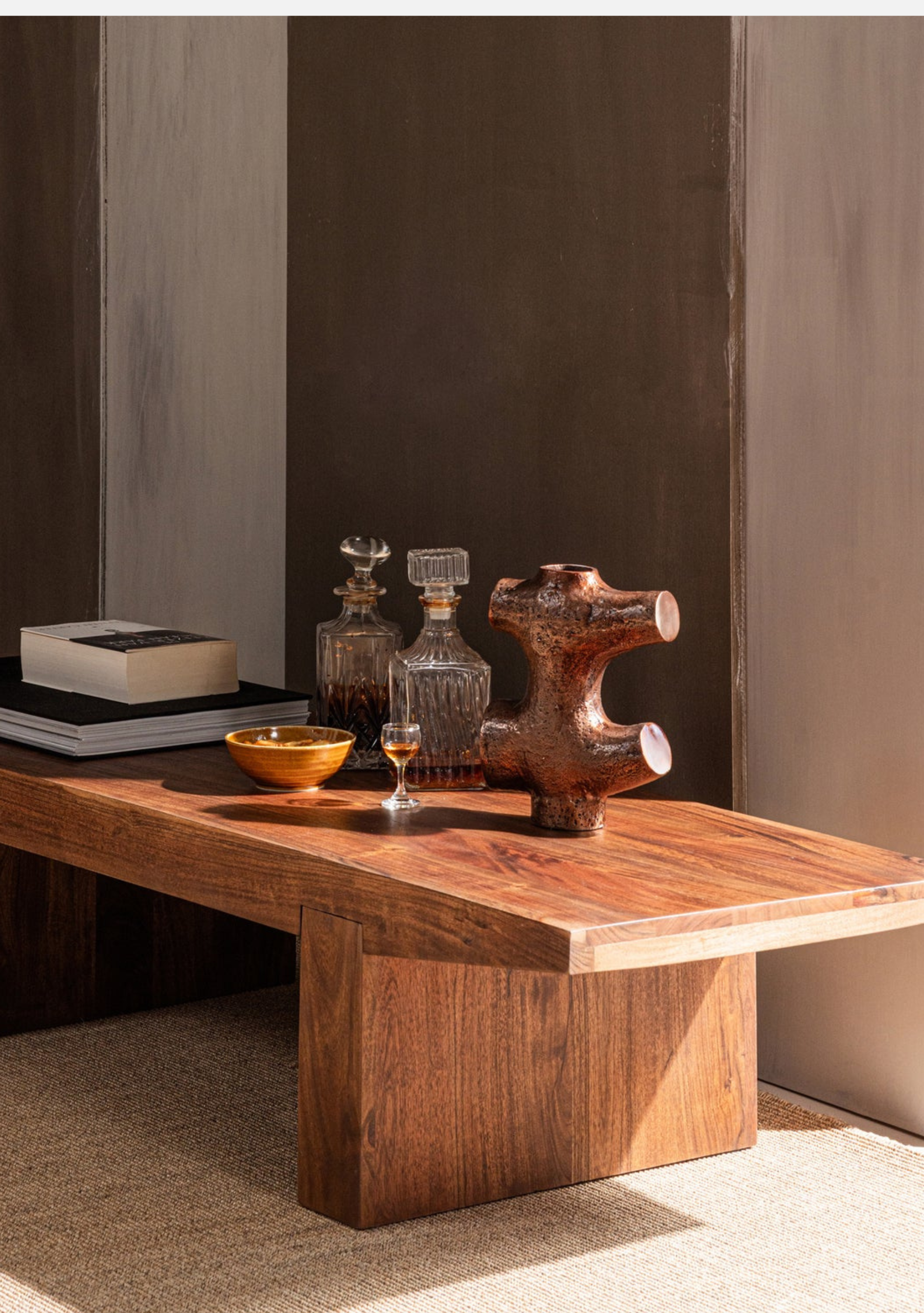 Eron Coffee Table – Solid Acacia Wood Brown - Elara Maison