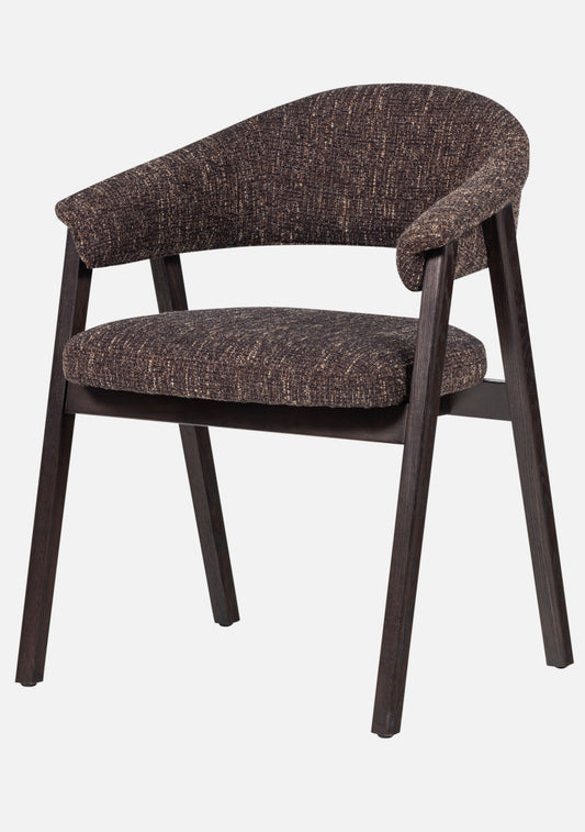Tunar Dining Chair – FSC® Oak & Dark Brown Fabric Set of 2
