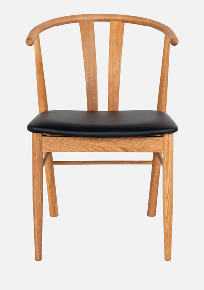 Artenara Dining Chair – Oak Wood & Black Seat FSC® Set of 2 - Elara Maison