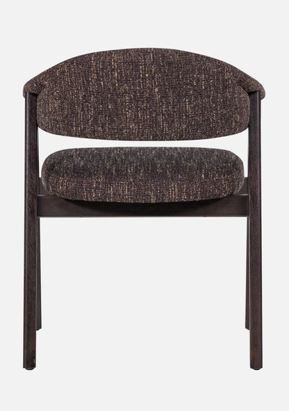 Tunar Dining Chair – FSC® Oak & Dark Brown Fabric Set of 2 - Elara Maison